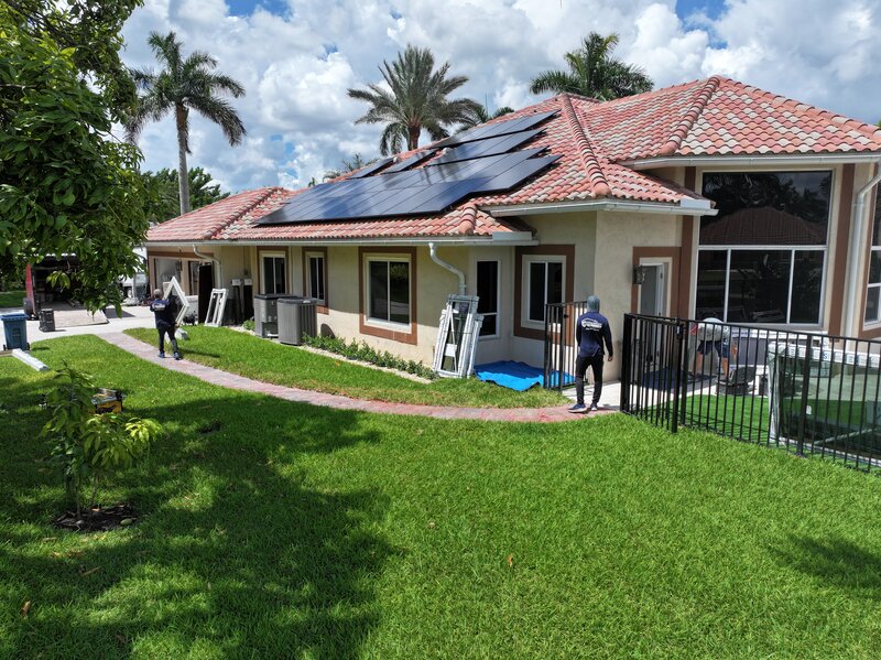 Florida home exterior with large impact windows
